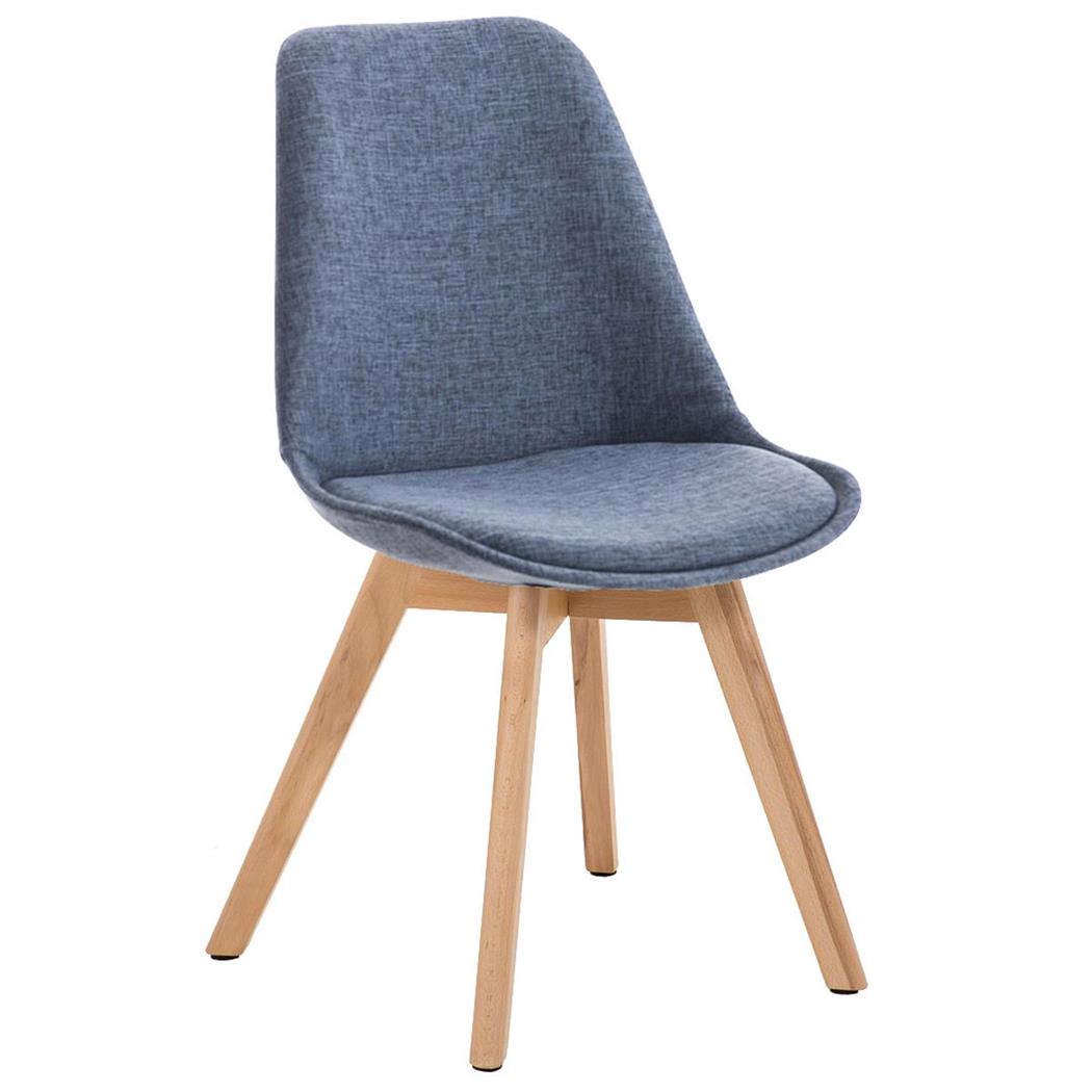 Besucherstuhl BOSPORUS, Stuhlbeine aus hellem Holz, Sitz und Rückenlehne mit Stoffbezug, Farbe Blau