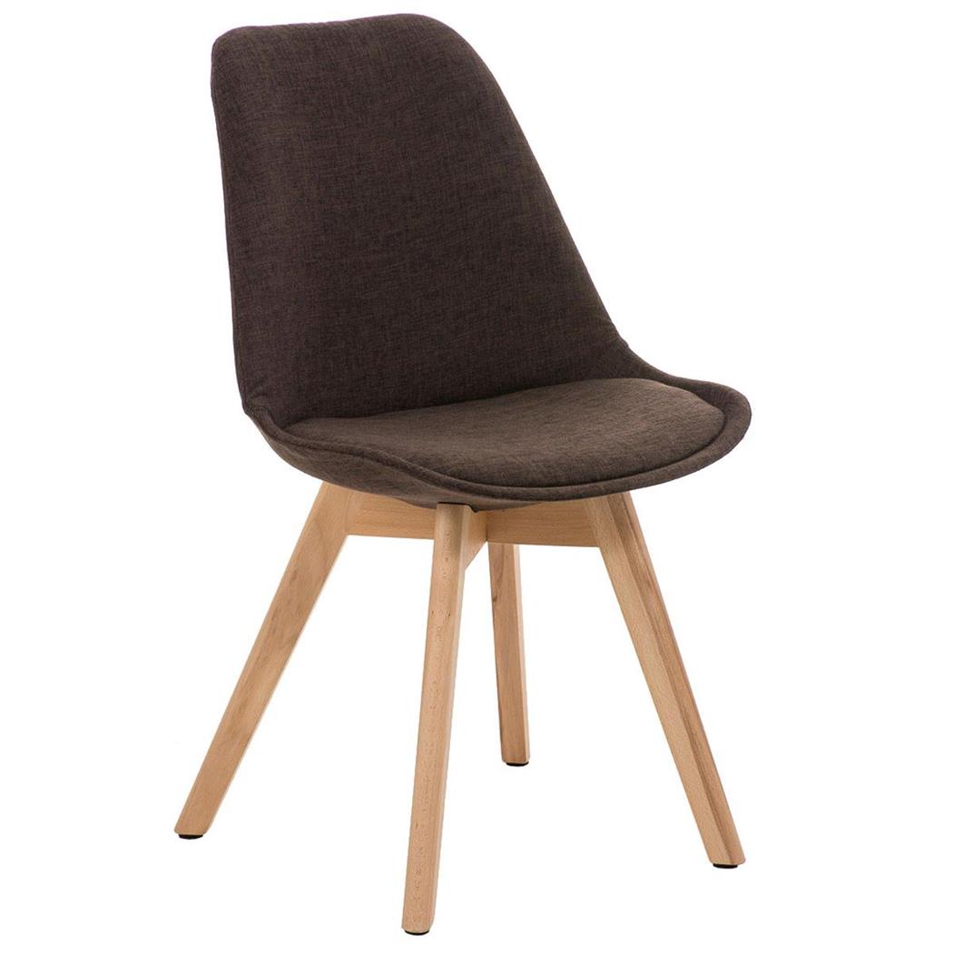 Besucherstuhl BOSPORUS, Stuhlbeine aus hellem Holz, Sitz und Rückenlehne mit Stoffbezug, Farbe Braun