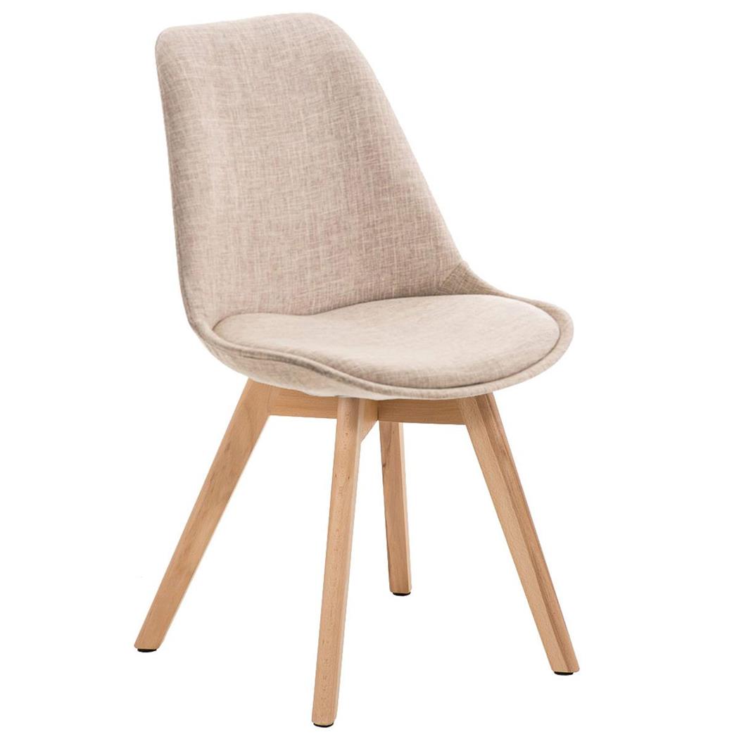 Besucherstuhl BOSPORUS, Stuhlbeine aus hellem Holz, Sitz und Rückenlehne mit Stoffbezug, Farbe Beige