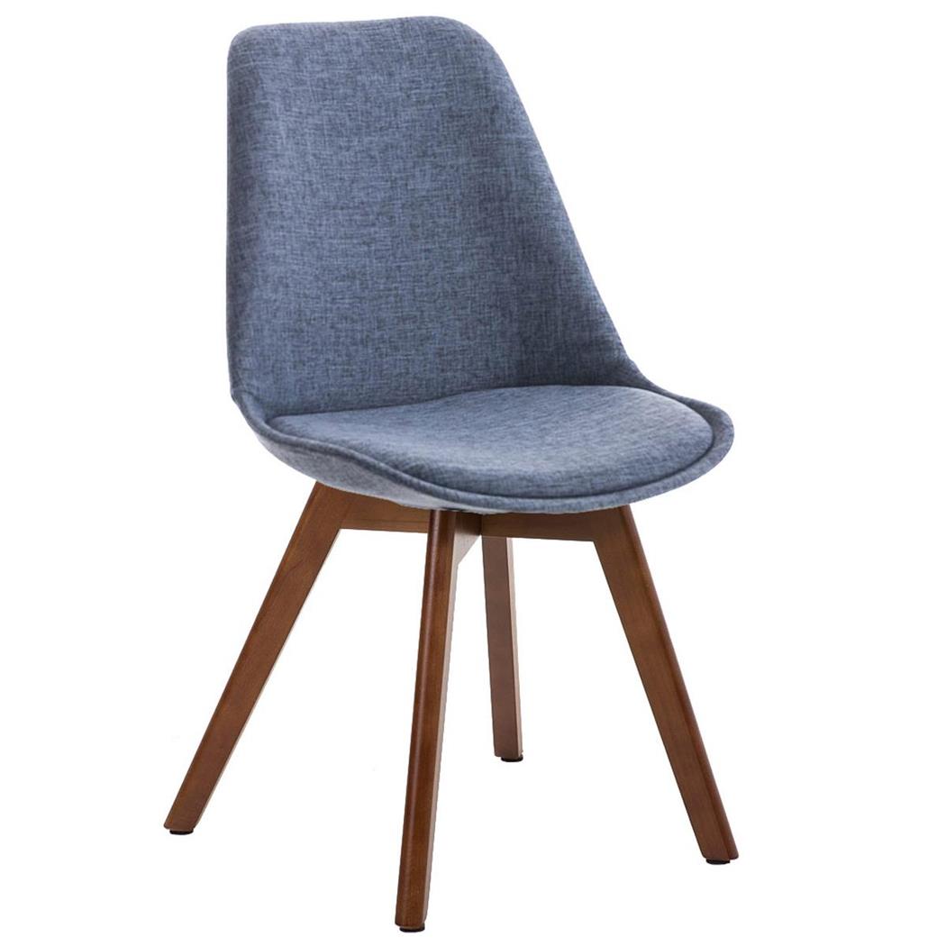 Besucherstuhl BOSPORUS, nussbaumfarbene Stuhlbeine, Sitz und Rückenlehne mit Stoffbezug, Farbe Blau