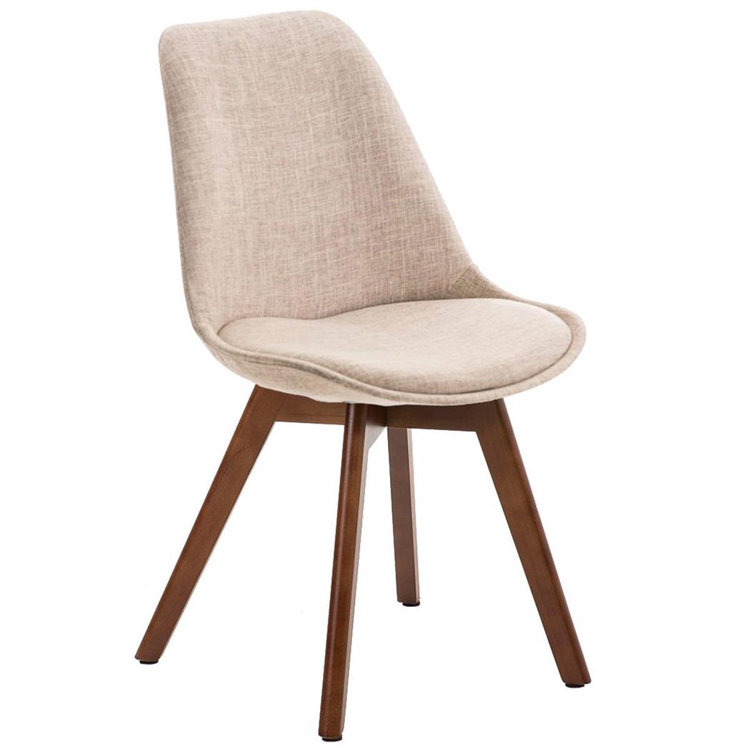 Besucherstuhl BOSPORUS, nussbaumfarbene Stuhlbeine, Sitz und Rückenlehne mit Stoffbezug, Farbe Beige