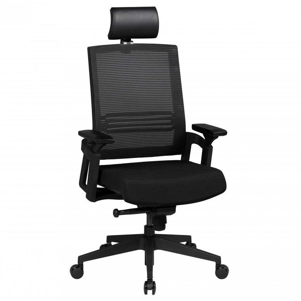 Ergonomischer Bürostuhl SIRA, Lordosenstütze, verstellbare Armlehnen, atmungsaktiver Netzbezug, Farbe Schwarz
