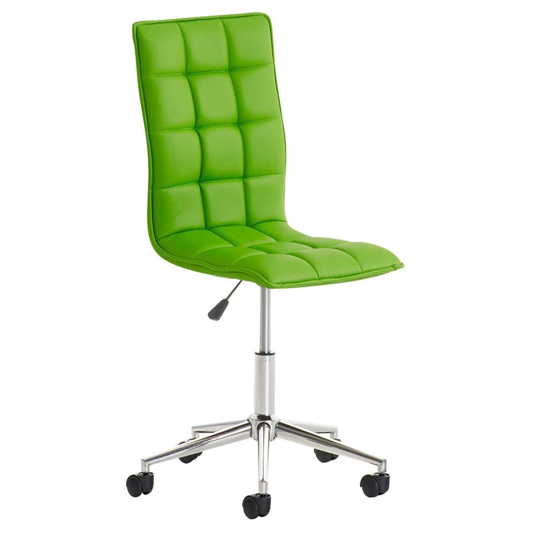 Bürostuhl BULGARI, elegantes Design, höhenverstellbar, Metallfußkreuz, Lederbezug, Farbe Grün
