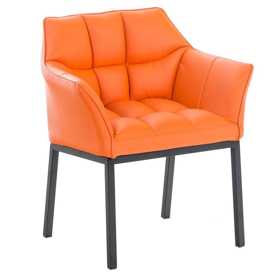 Besucherstuhl OCTAVIUS LEDER, Metallgestell in Schwarz, dicke Polsterung, Farbe Orange
