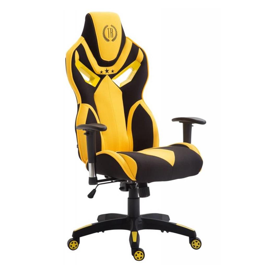 Bürostuhl HAMIL STOFF, ergonomisches Design, Farbe Schwarz / Gelb