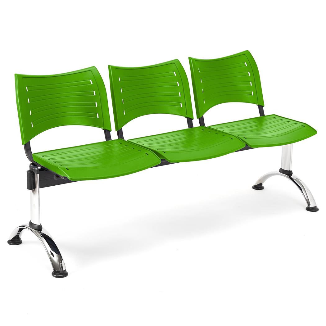 Wartebank ELVA 3-Sitzer, Metallgestell, Kunststoff, Farbe Grün