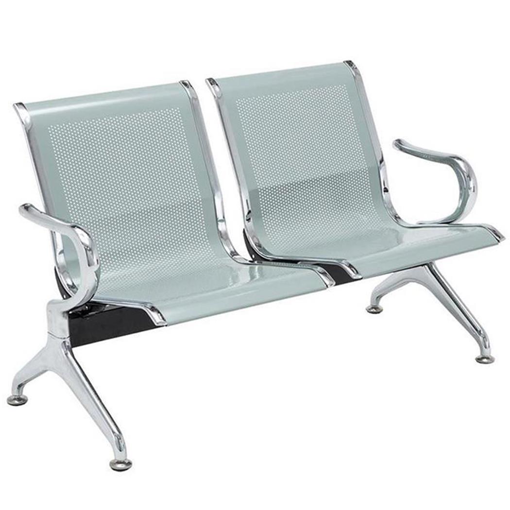 Wartebank 2-Sitzer AUREA, Metallgestell, Metallsitz Farbe Grau 