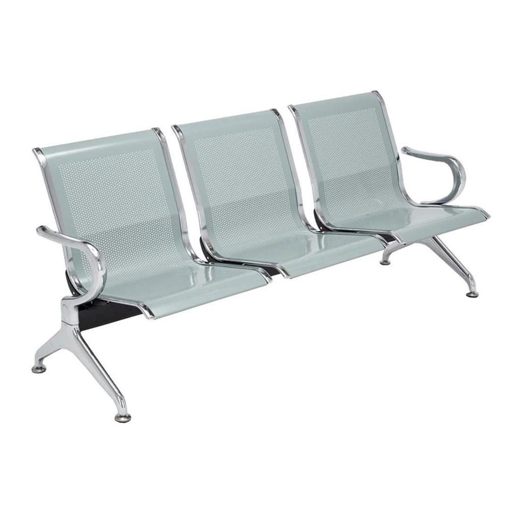 Wartebank 3-Sitzer AUREA, Metallgestell, Metallsitz Farbe Grau