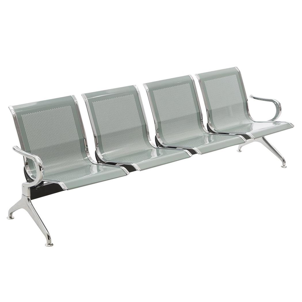 Wartebank 4-Sitzer AUREA, Metallgestell, Metallsitz Farbe Grau