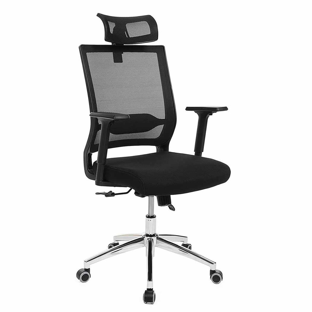 Ergonomischer Bürostuhl BELLA, verstellbare Kopfstütze, Lordosenstütze, atmungsaktiver Netzbezug, Farbe Schwarz