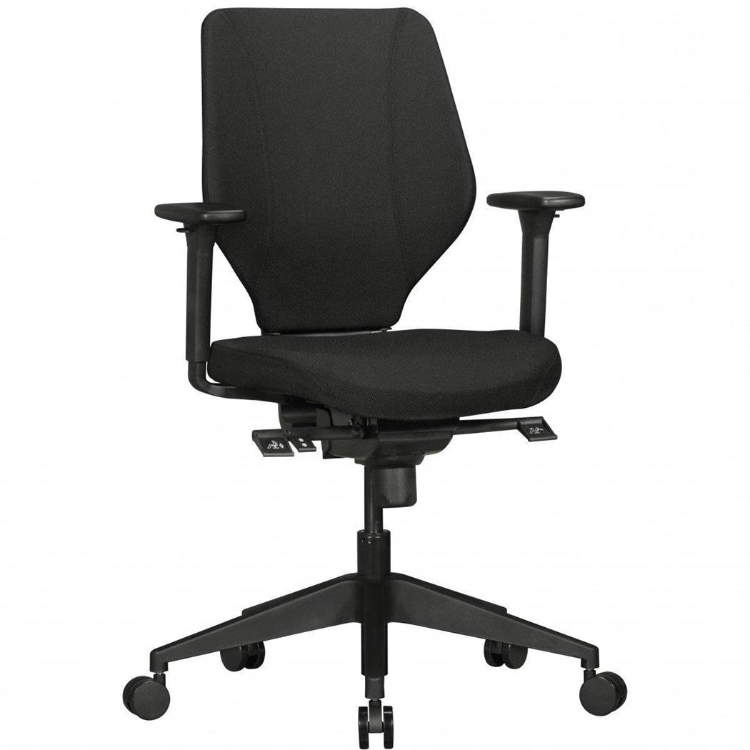 Ergonomischer Bürostuhl COLLINS, vielseitig verstellbar, für die 8h-Nutzung, Stoffbezug, Farbe Schwarz