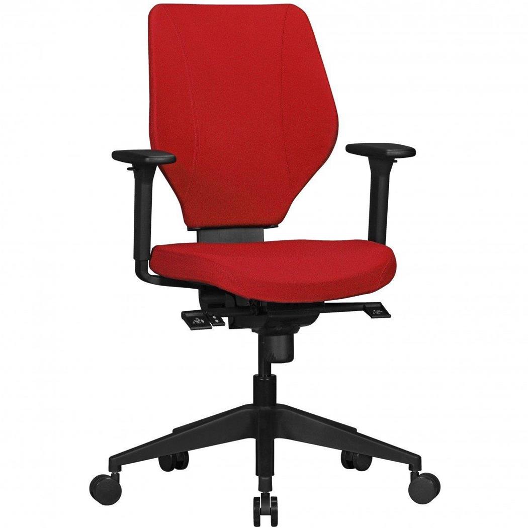 Ergonomischer Bürostuhl COLLINS, vielseitig verstellbar, für die 8h-Nutzung, Stoffbezug, Farbe Rot