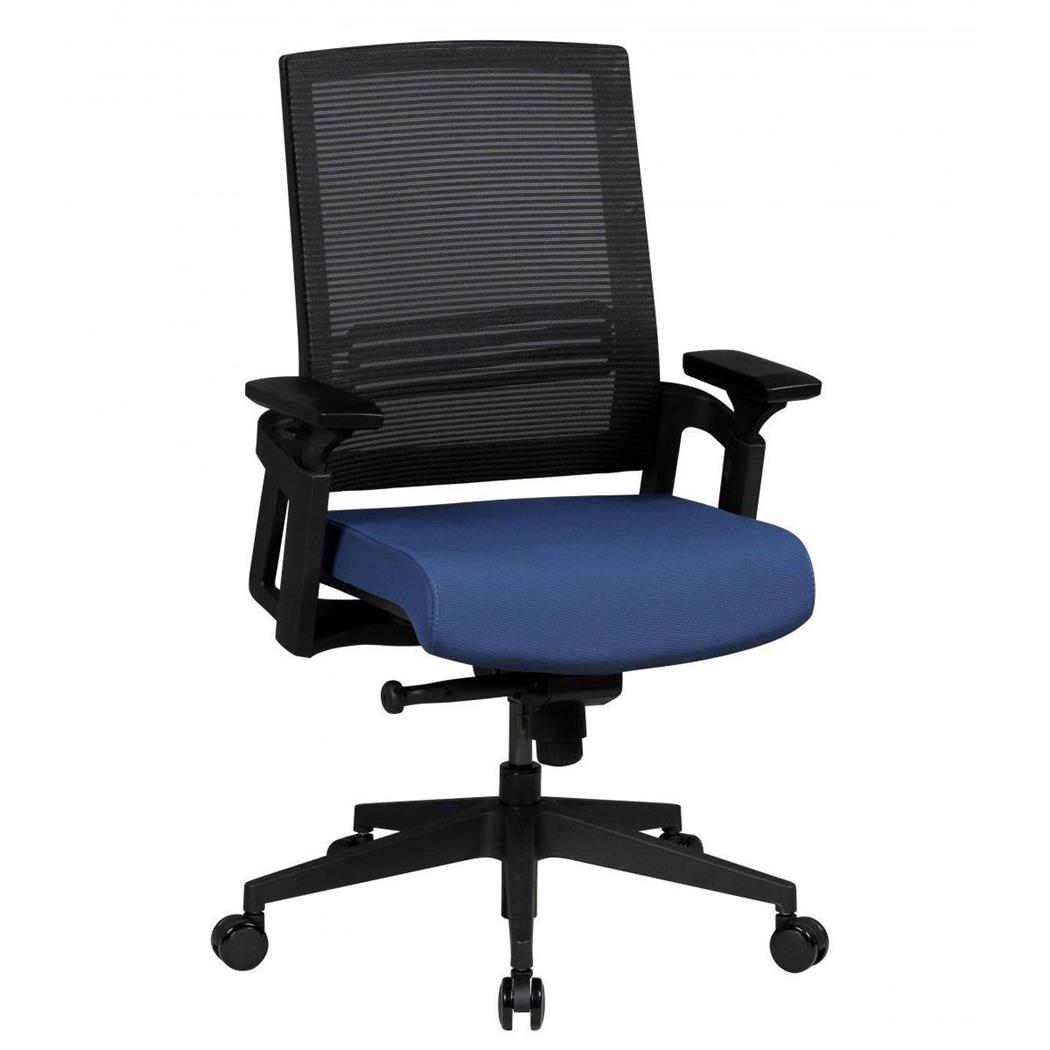 Ergonomischer Bürostuhl SIRO, Lordosenstütze, atmungsaktiver Netzbezug, Farbe Blau