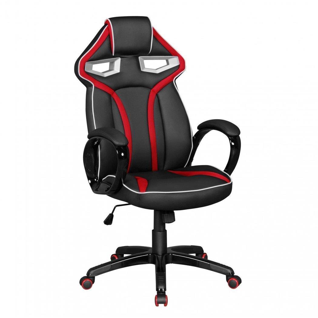 Bürostuhl WIND PRO, exklusives Design, Lederbezug, Farbe Schwarz / Rot
