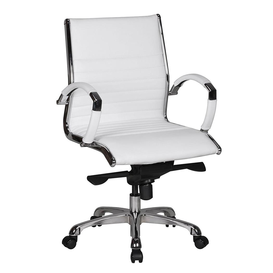Bürostuhl BAYERN 10, Chromgestell, sehr elegant, Echtleder, Farbe Weiß