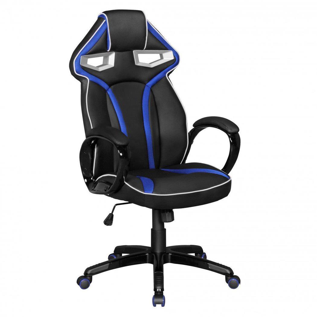 Bürostuhl WIND PRO, exklusives Design, Lederbezug, Farbe Schwarz / Blau
