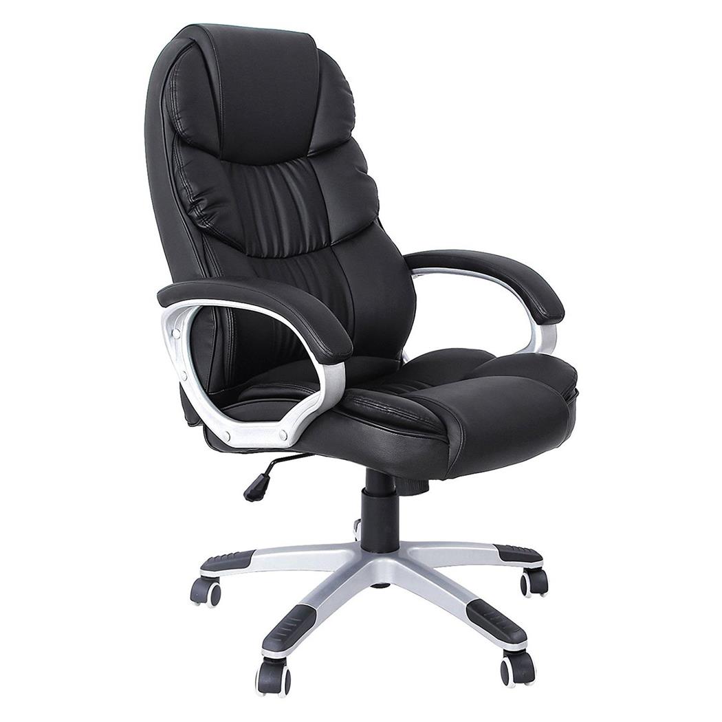 Chefsessel OLIVIA, dicke Polsterung, belastbar bis zu 150 kg, Lederbezug, Farbe Schwarz
