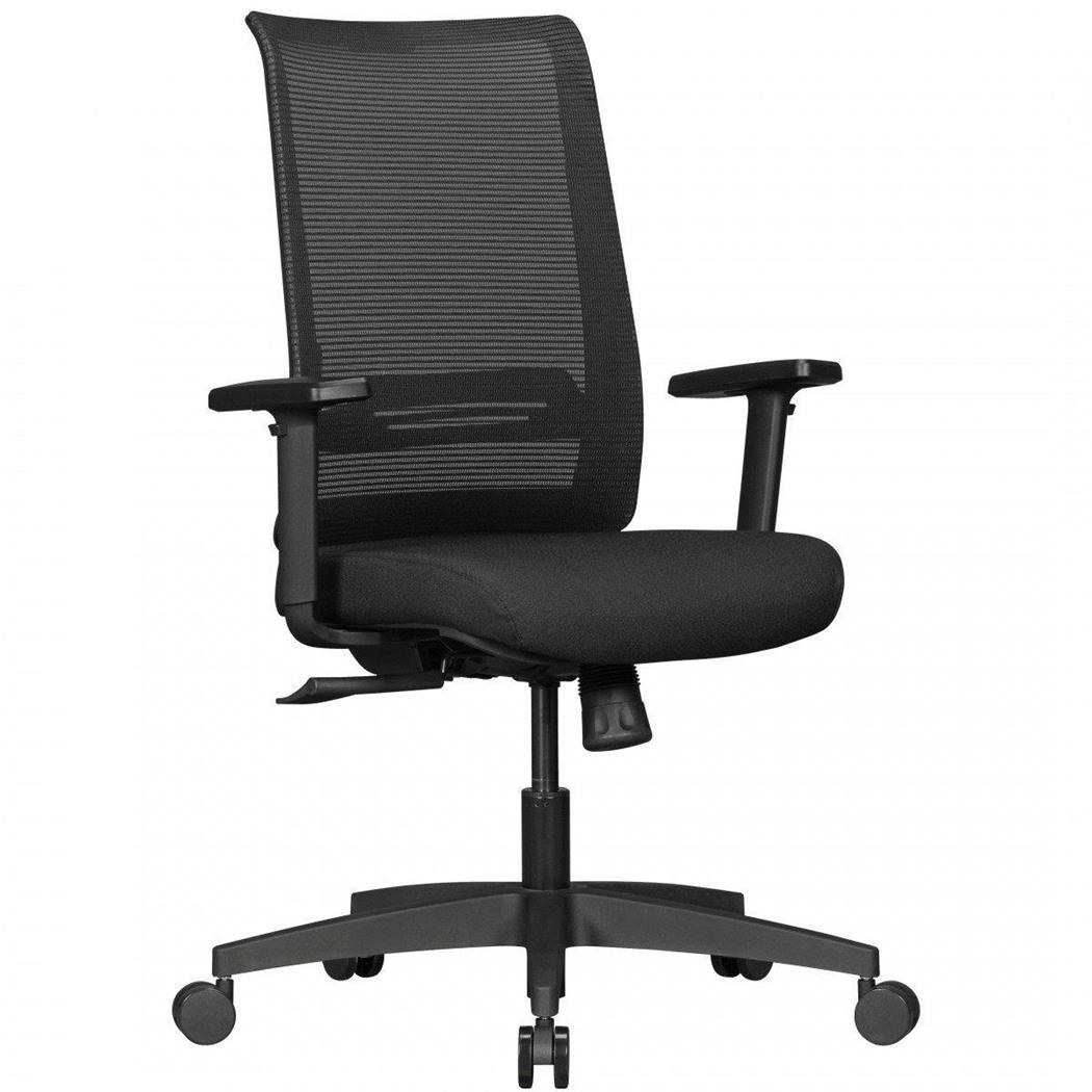 Ergonomischer Bürostuhl RENSE, Lordosenstütze, verstellbare Armlehnen, atmungsaktiver Netzstoff, Farbe Schwarz