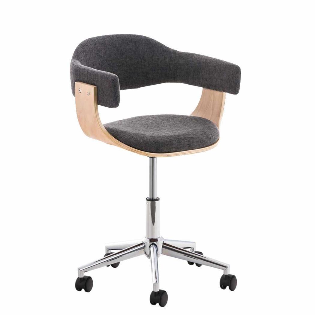 Designerstuhl LABRA STOFF mit buchenfarbigem Holz, dicke Polsterung, Metallfußkreuz, Farbe Grau