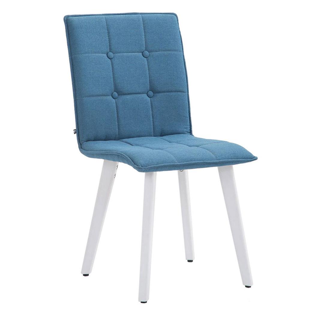 Besucherstuhl ERNY, weiße Stuhlbeine, Stoffbezug, Farbe Blau
