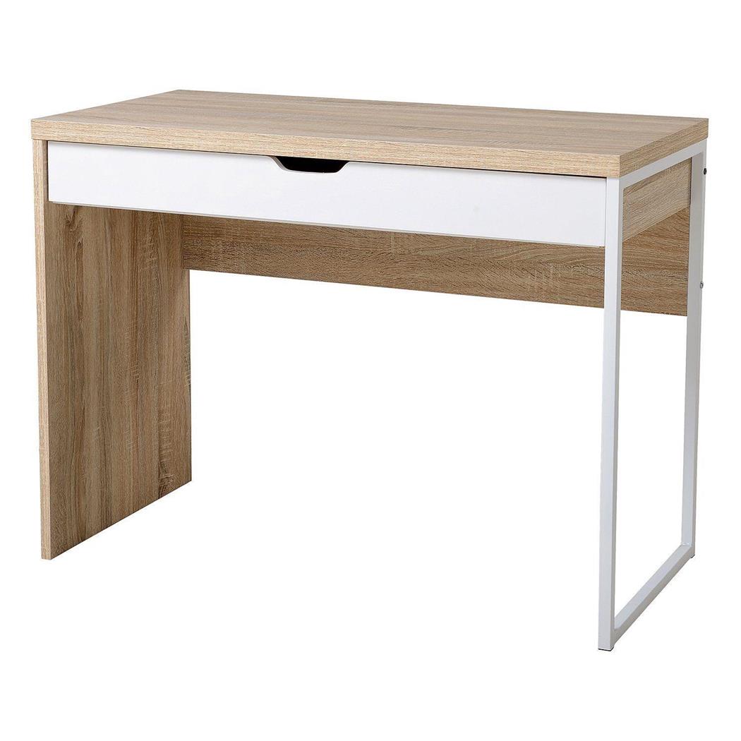 Computertisch HANS, mit Schublade, 100 x 50 x 75, Holz, Farbe Eiche und Weiß