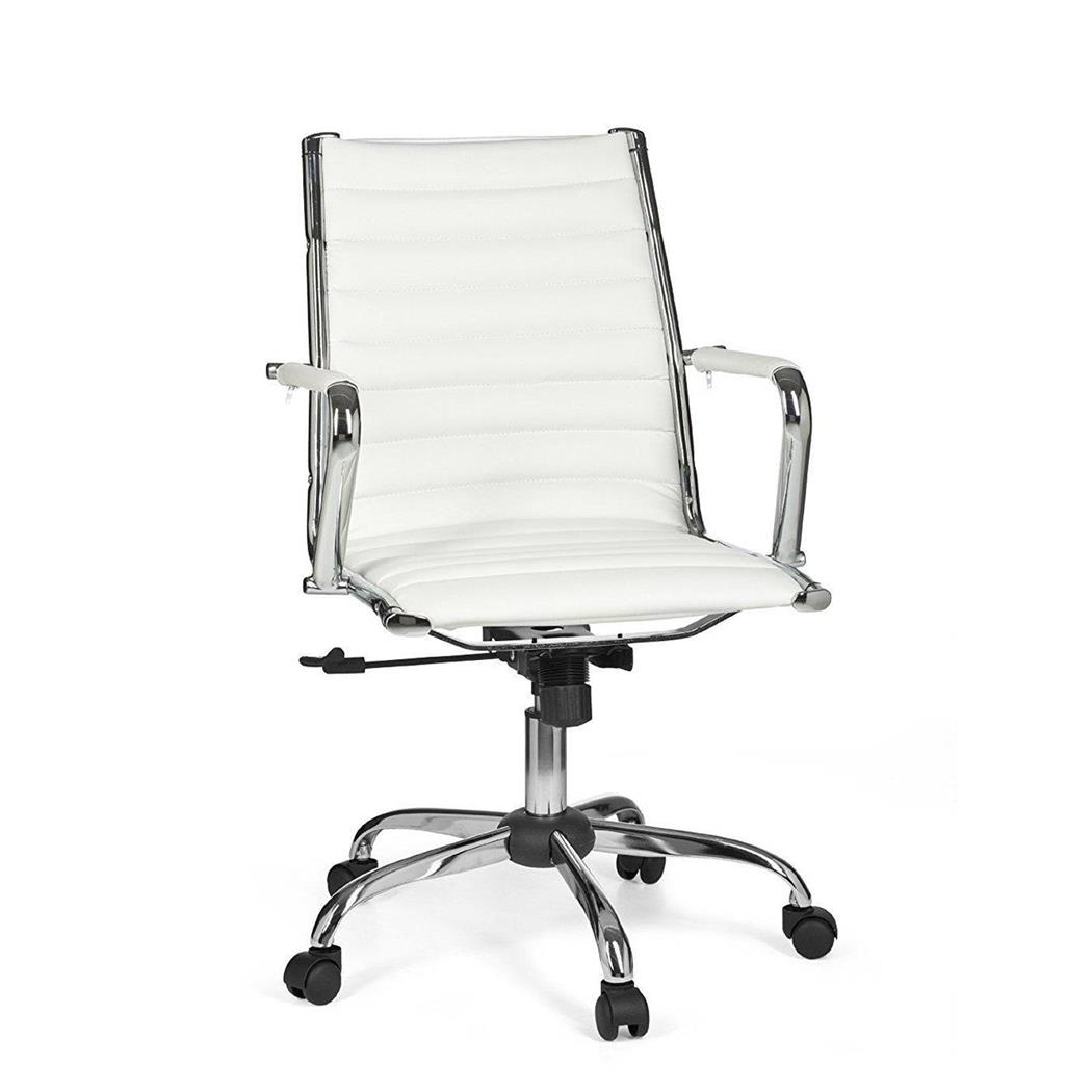 Bürostuhl GREF, elegantes Design, Metallstruktur, Kunstleder, Farbe Weiß