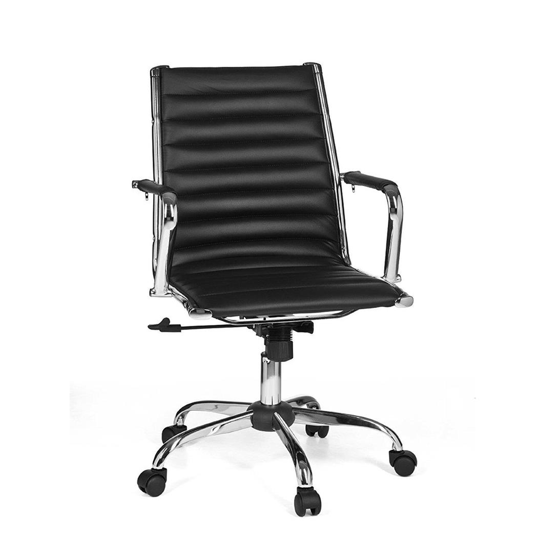 Bürostuhl GREF, elegantes Design, Metallstruktur, Kunstleder, Farbe Schwarz