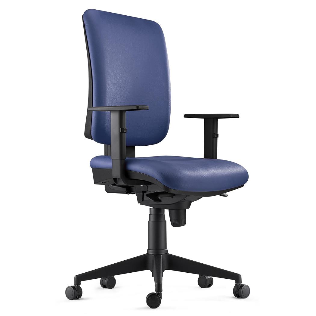 Ergonomischer Bürostuhl PIERO LEDER PRO, verstellbare Armlehnen, Farbe Blau