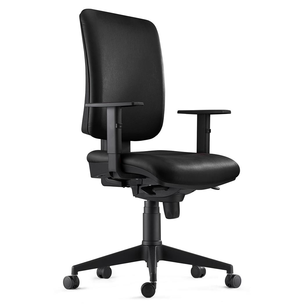 Ergonomischer Bürostuhl PIERO LEDER PRO, verstellbare Armlehnen, Farbe Schwarz