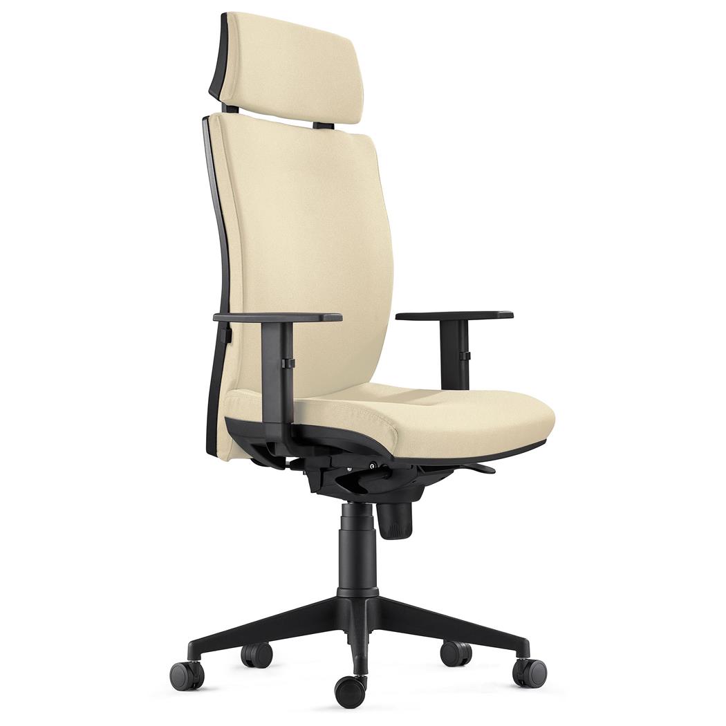 Ergonomischer Bürostuhl MARVEL STOFF, Kopf- und Lordosenstütze, Farbe Beige