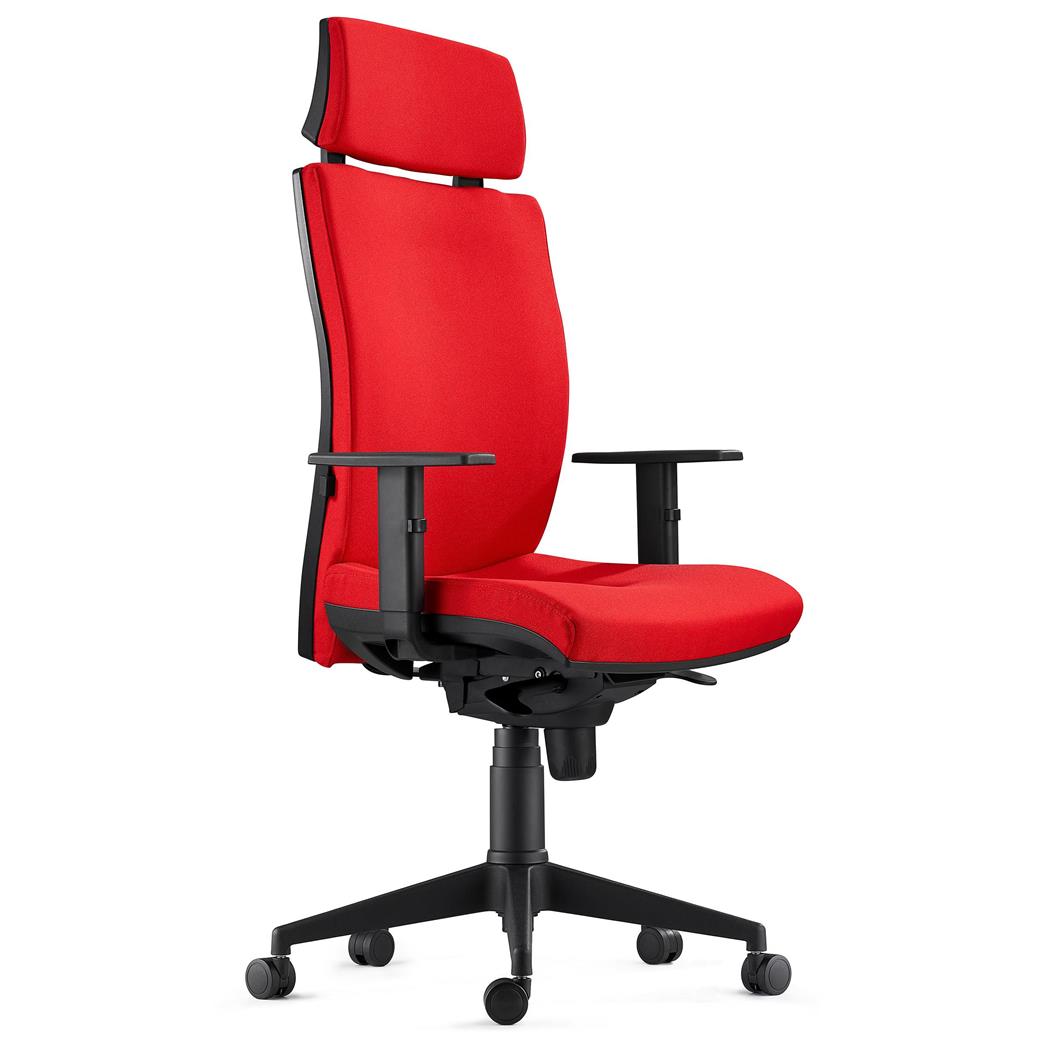 Ergonomischer Bürostuhl MARVEL STOFF, Kopf- und Lordosenstütze, Farbe Rot