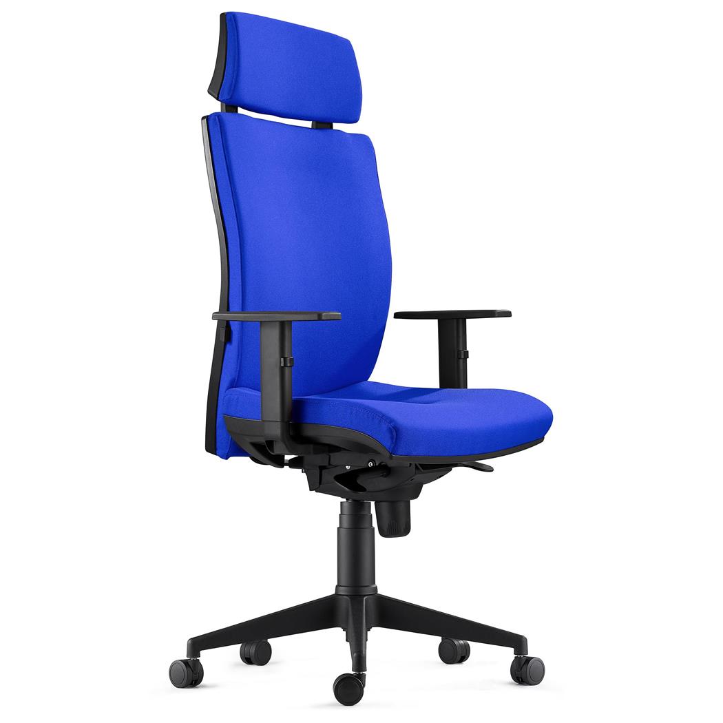 Ergonomischer Bürostuhl MARVEL STOFF, Kopf- und Lordosenstütze, Farbe Blau