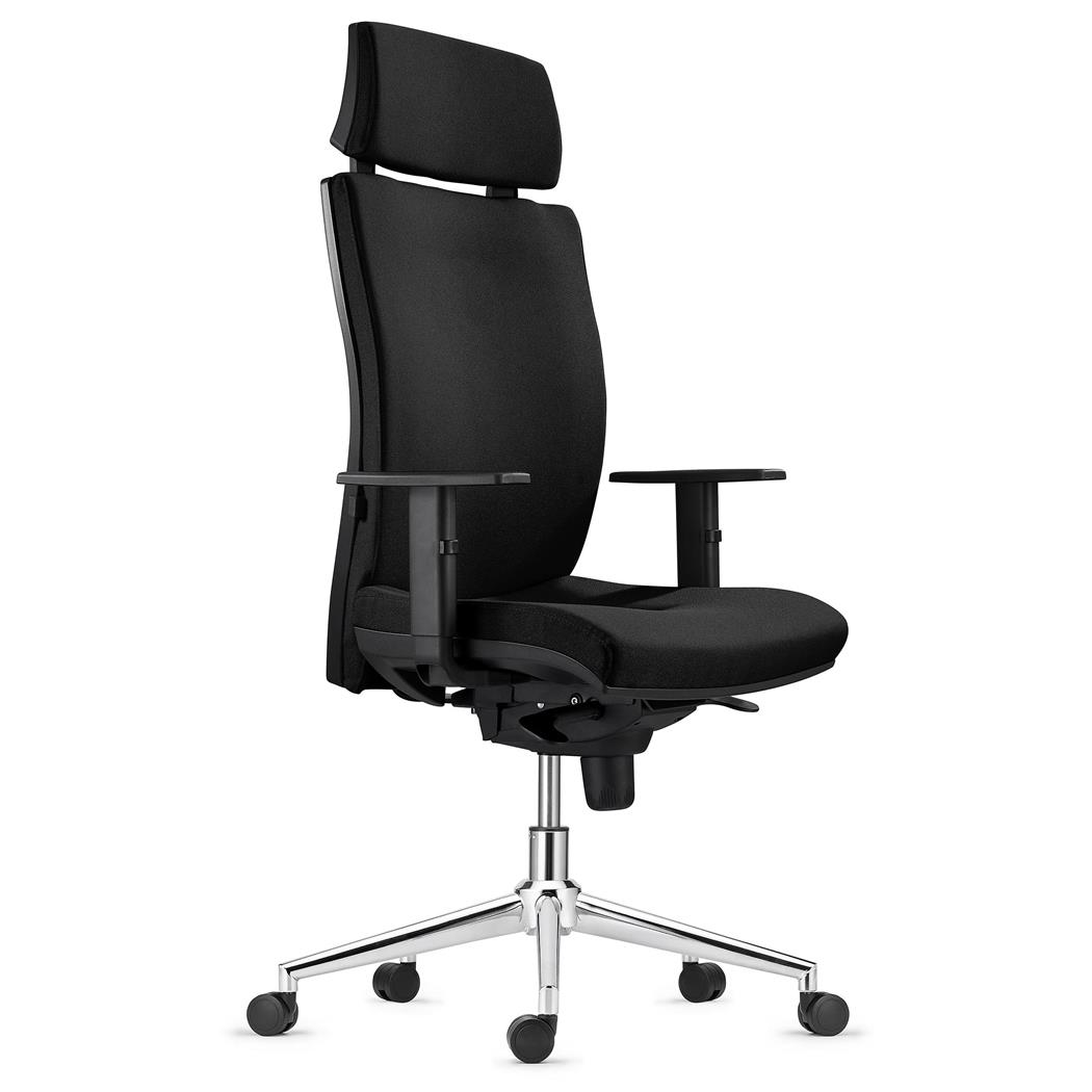 Ergonomischer Bürostuhl MARVEL STOFF METALL, Kopf- und Lordosenstütze, Farbe Schwarz