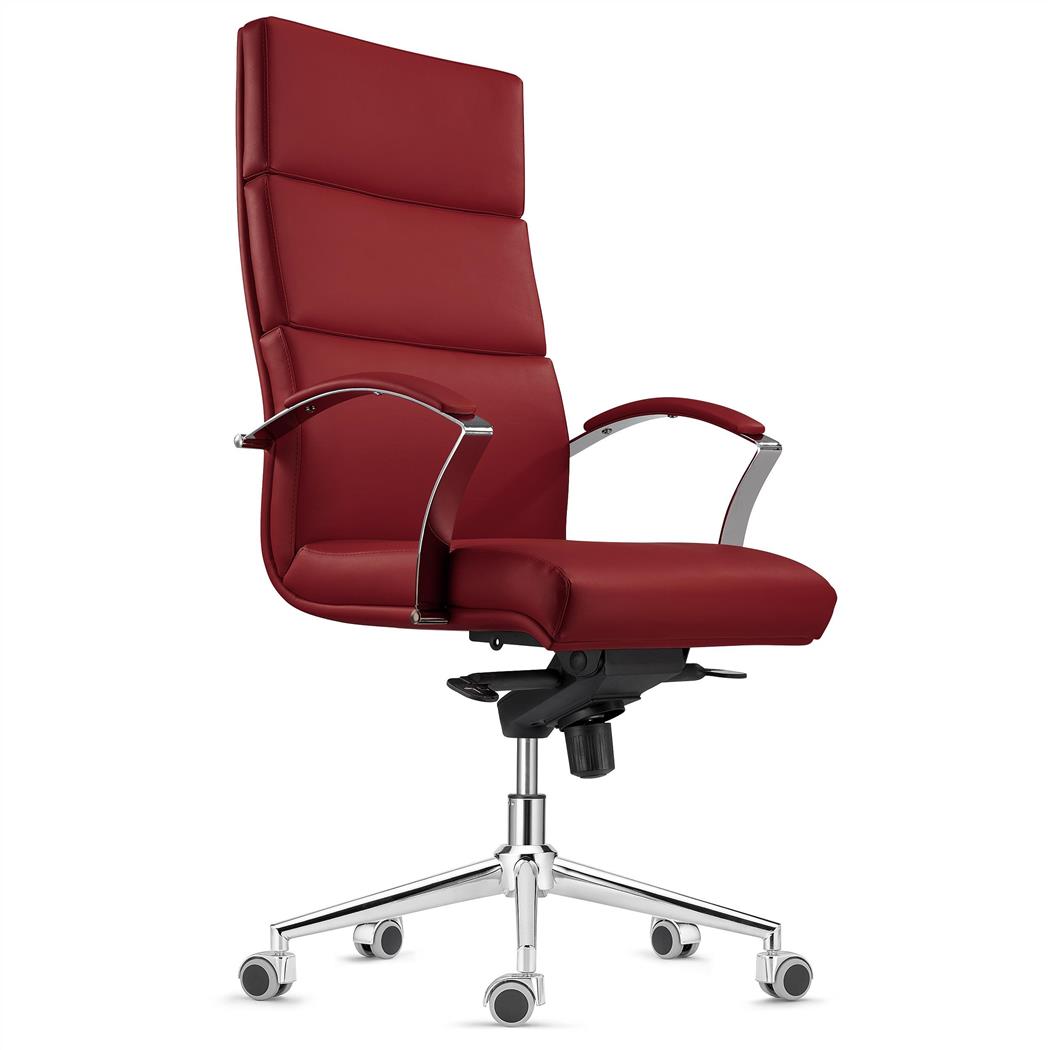 Chefsessel REBAT in Naturleder, Wippfunktion, Qualität und Design, Farbe Burgund