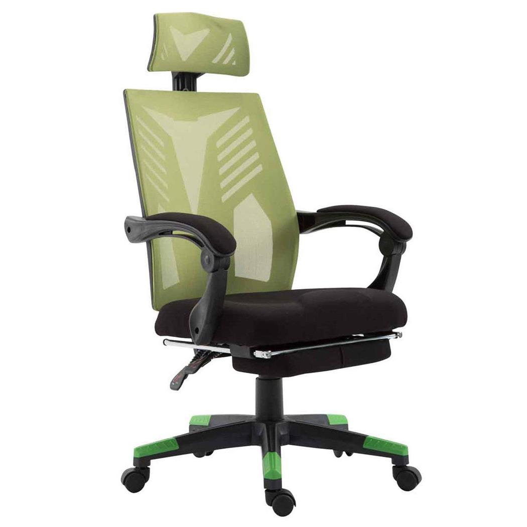 Gamingstuhl NEON BLACK, ergonomisch, ausziehbare Fußablage, atmungsaktiver Netzbezug, Farbe Schwarz / Grün