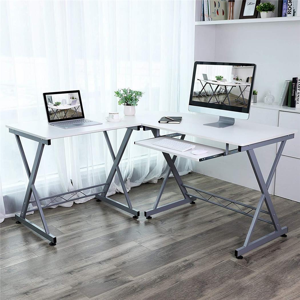 Computertisch EASY LINE , 150x138x75 cm, Struktur aus Metall und Holz, Farbe Weiß