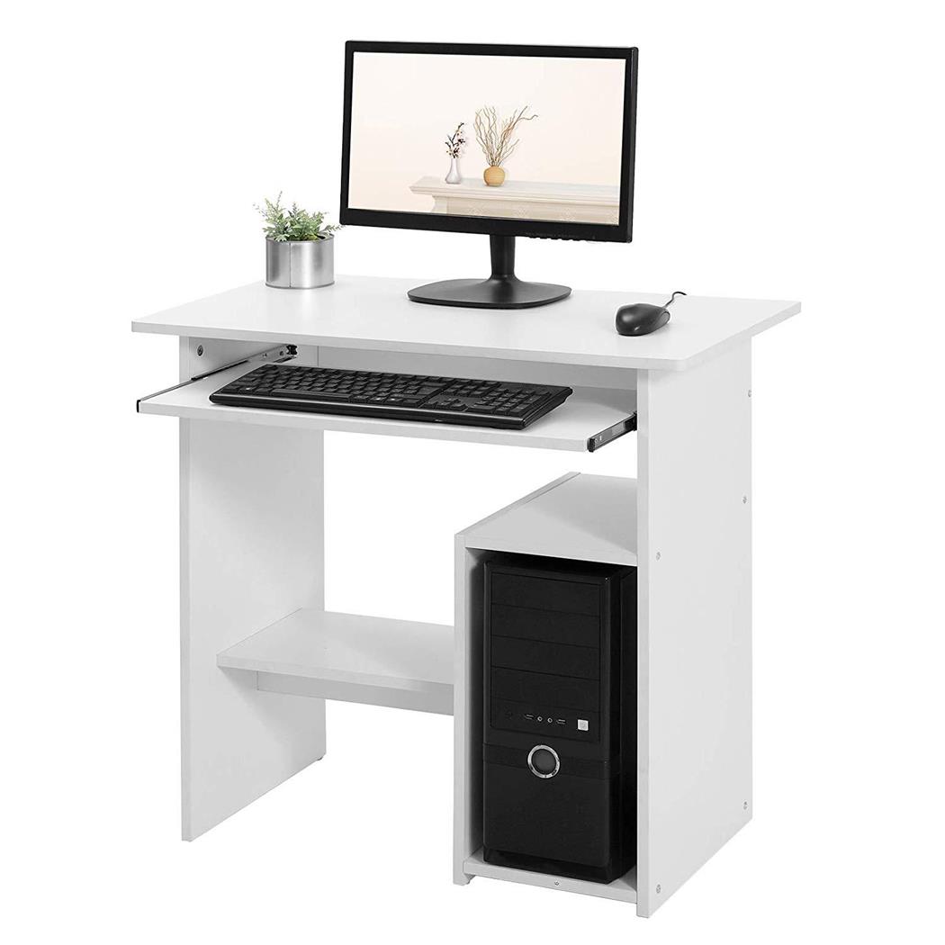 Computertisch ORNELLA, 80 x 48 x 76 cm, mit Tastaturauszug, in Holz, Farbe Weiß