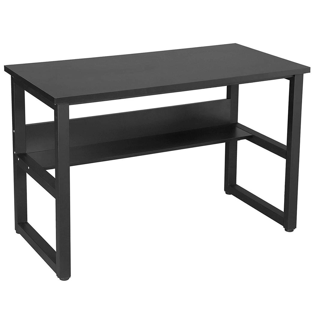 Bürotisch ADELIA, 120 x 60 x 75 cm, aus Holz, mit Metallgestell, Farbe Schwarz