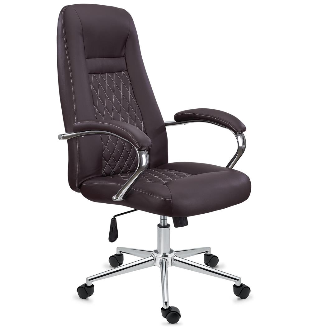 Chefsessel ISTANBUL, exklusives Design mit Lederbezug und Ziernähten, Stahlstruktur, Farbe Dunkelbraun