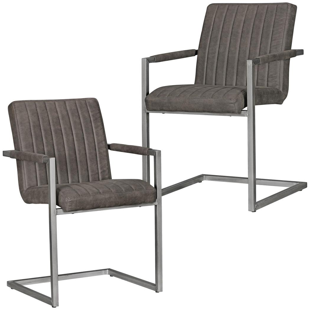 Im 2er-Set: Besucherstuhl KÖLN, Retro-Stil, Metallgestell in Grau, Farbe Grau