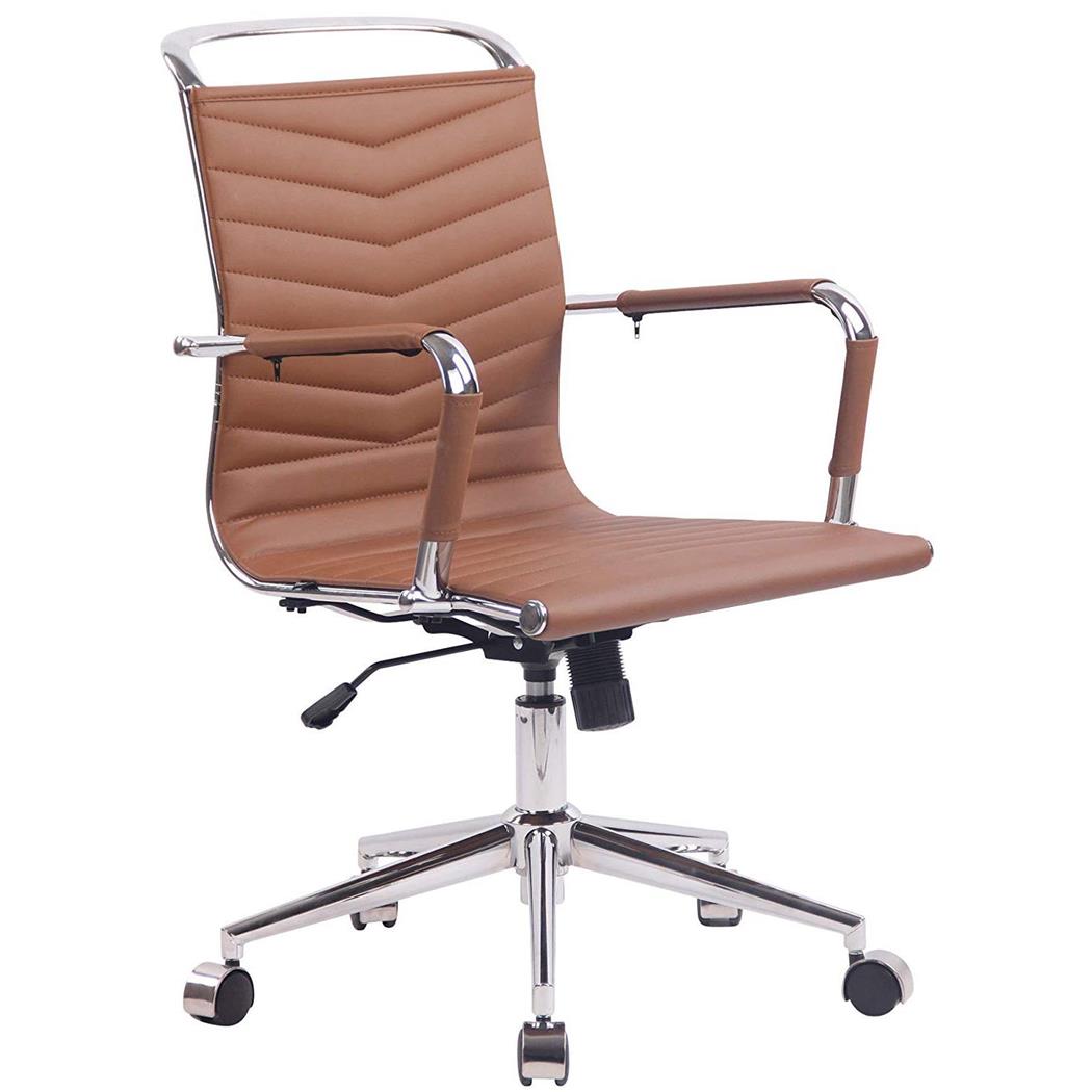 Bürostuhl SIGRID, elegantes Design, Lederbezug, Farbe Hellbraun