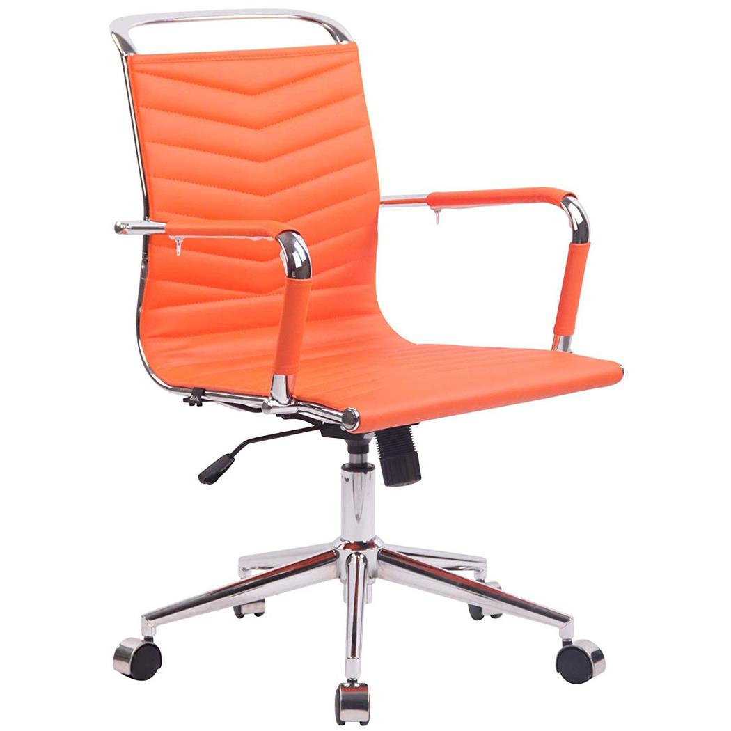 Bürostuhl SIGRID, elegantes Design, Lederbezug, Farbe Orange