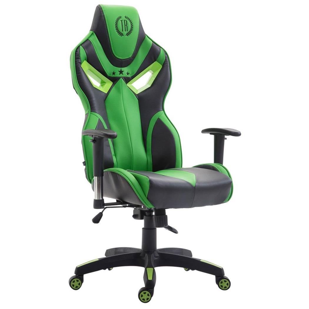 Bürostuhl HAMIL LEDER, ergonomisches Design, Farbe Schwarz / Grün