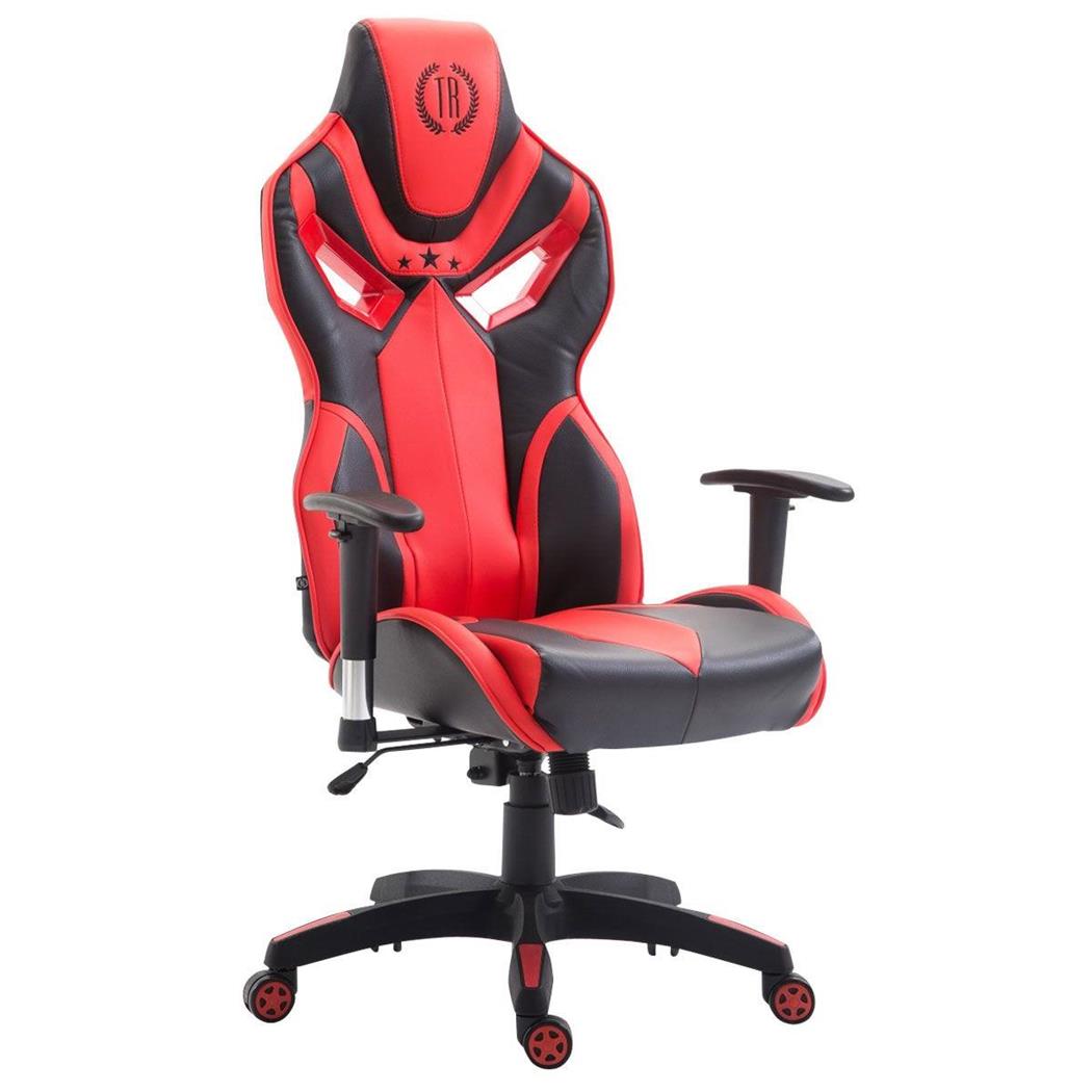 Bürostuhl HAMIL LEDER, ergonomisches Design, Farbe Schwarz / Rot