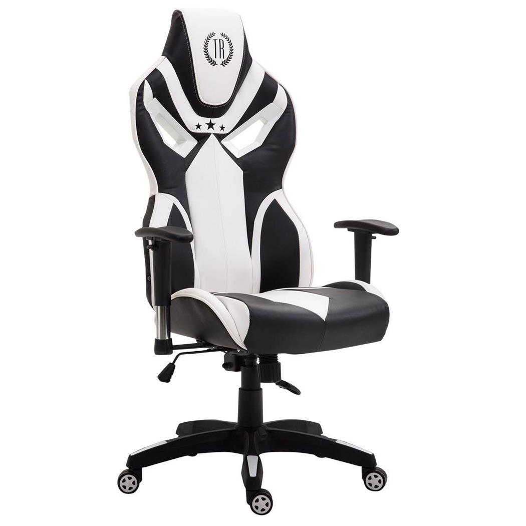 Bürostuhl HAMIL LEDER, ergonomisches Design, Farbe Schwarz / Weiß