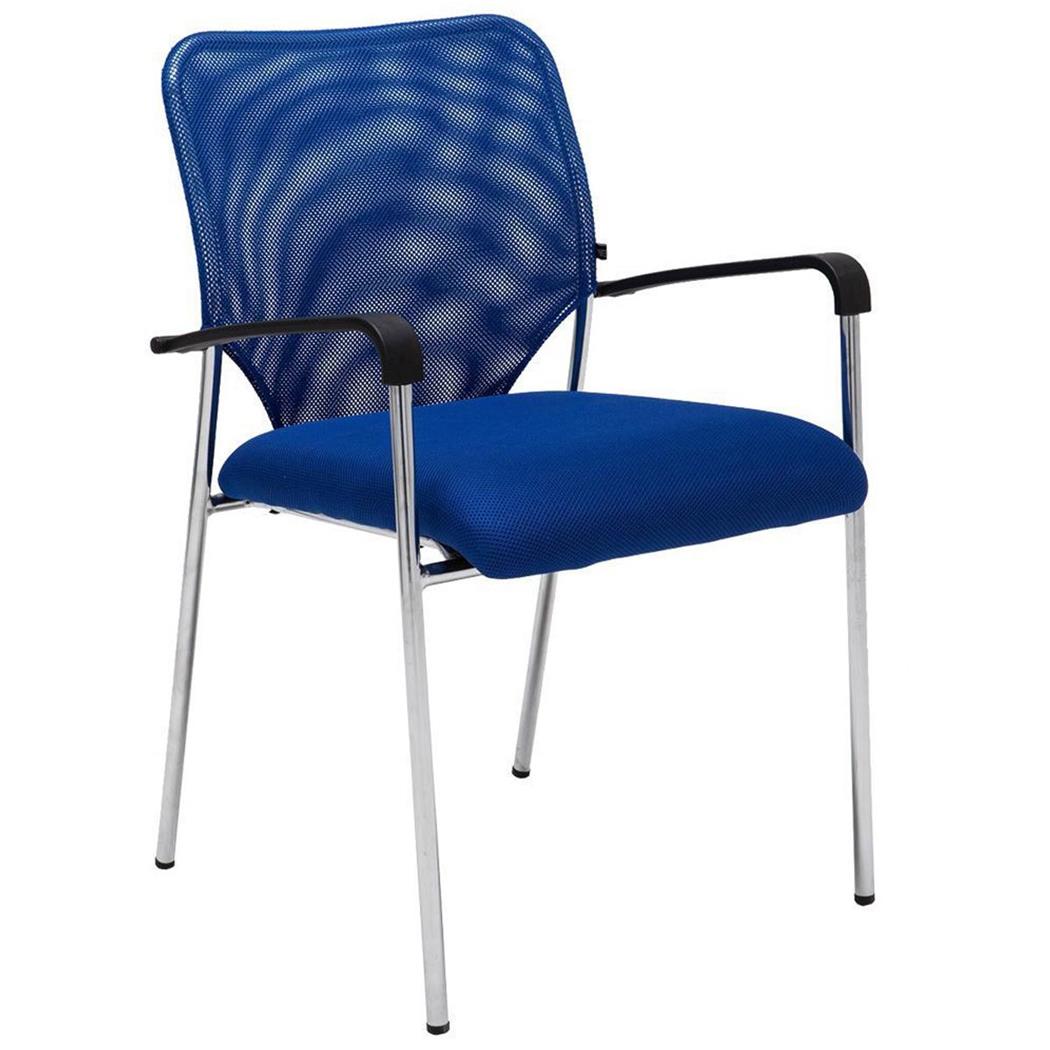 Konferenzstuhl JAMAIKA, robust und sehr bequem, atmungsaktiver Netzstoff, Farbe Blau