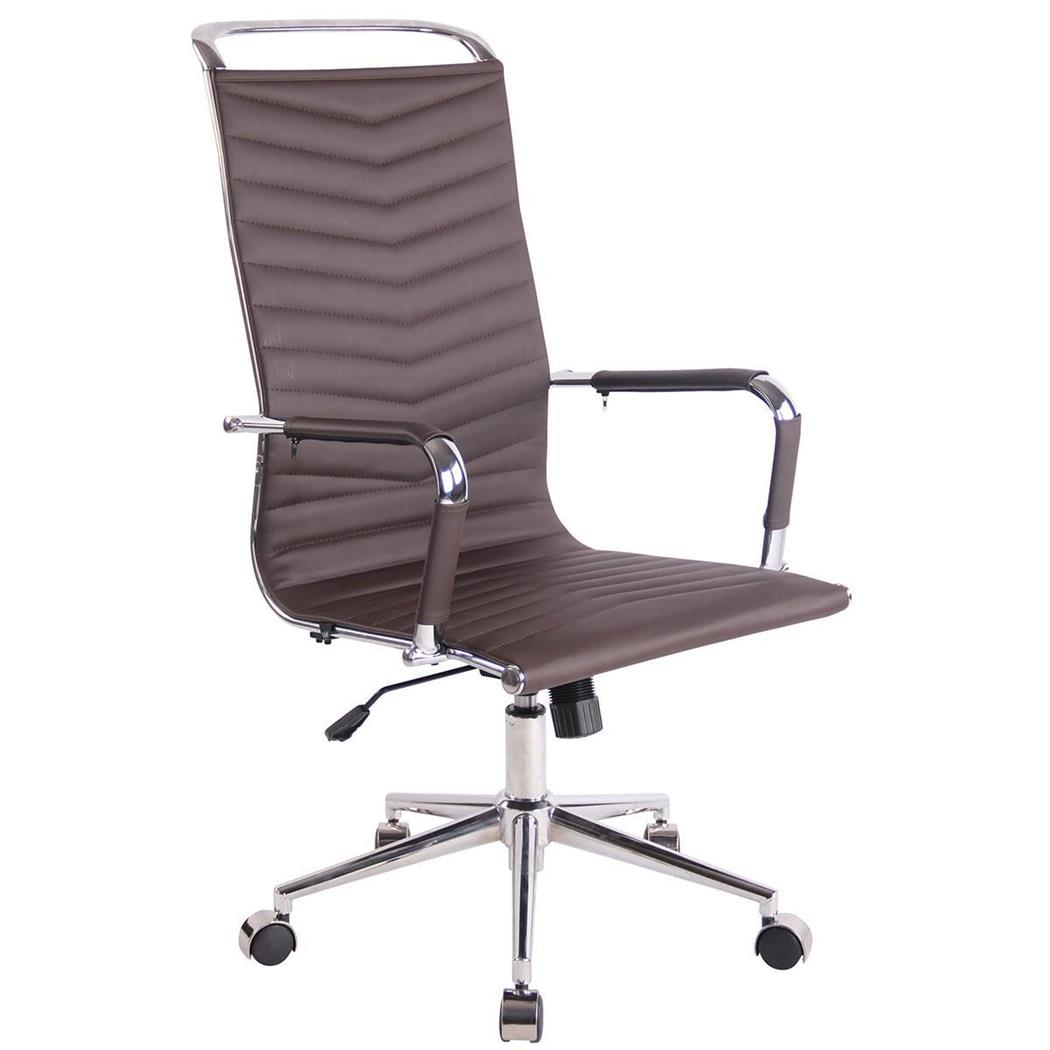 Bürostuhl SIGRID mit hoher Rückenlehne, elegantes Design, Lederbezug, Farbe Dunkelbraun