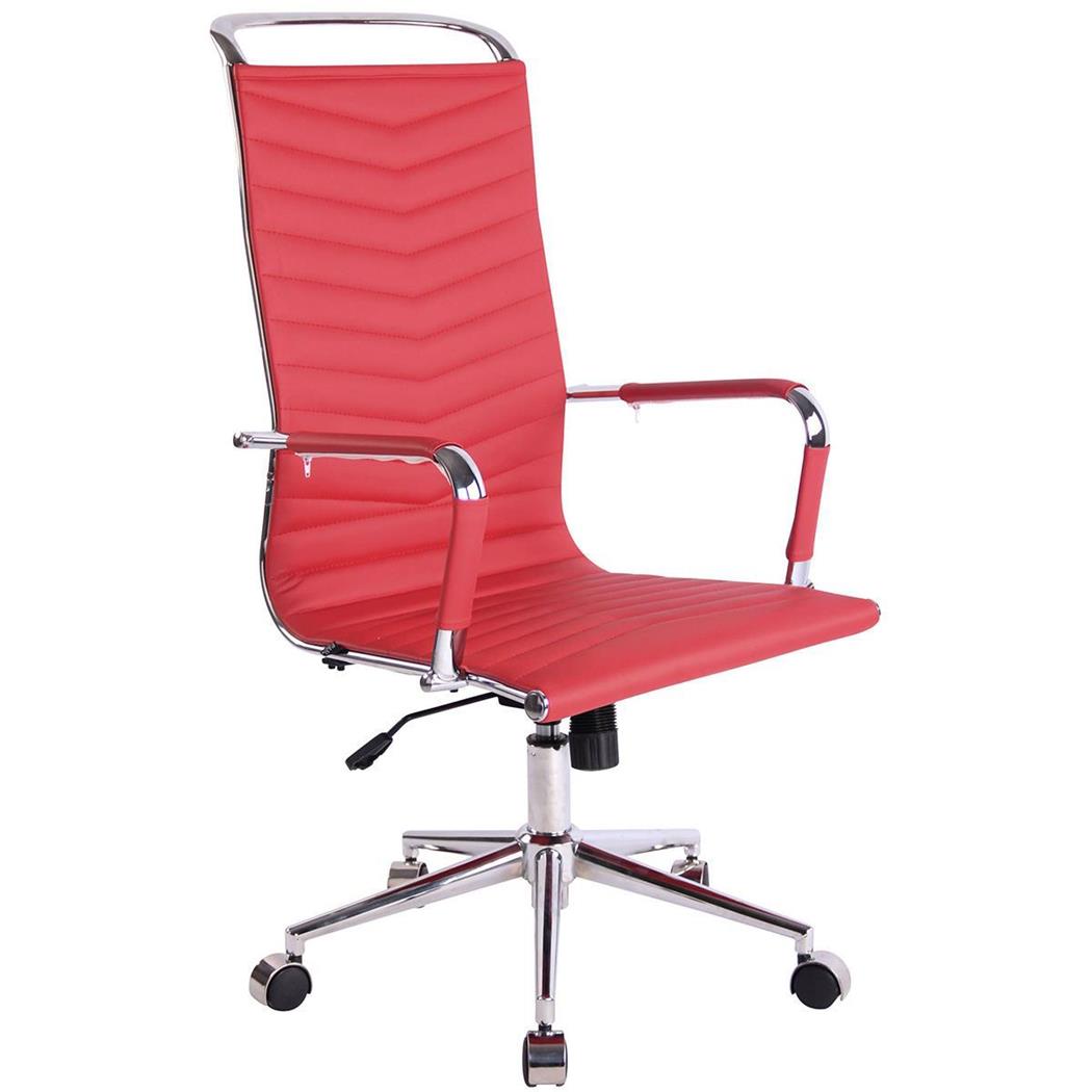 Bürostuhl SIGRID mit hoher Rückenlehne, elegantes Design, Lederbezug, Farbe Rot