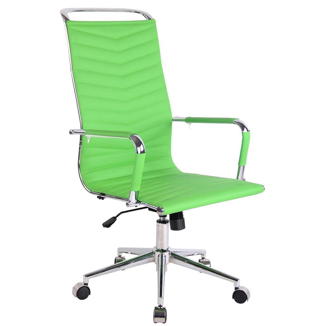 Bürostuhl SIGRID mit hoher Rückenlehne, elegantes Design, Lederbezug, Farbe Grün