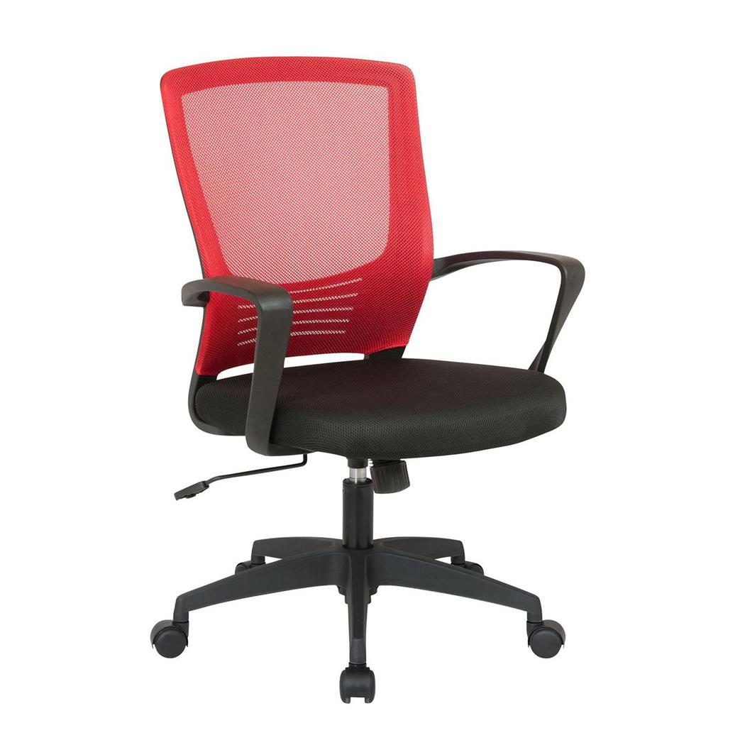 Schreibtischstuhl MALIBU, auffälliges Design, Stoff und atmungsaktives Netz, Farbe Rot